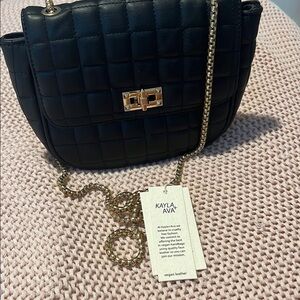 Kayla + Ava Black Quilted Crossbody Bag